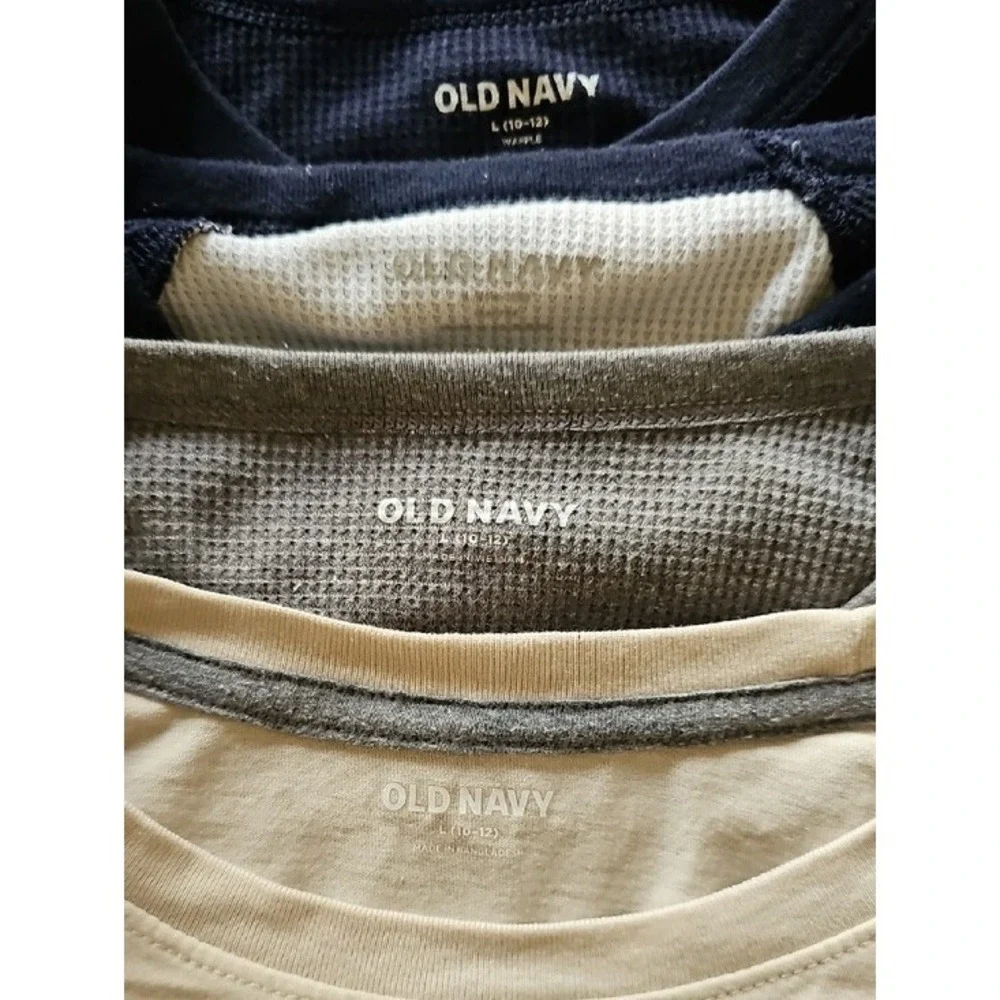 Old Navy Boys Long Sleeve Shirt Bundle Size L 10-12 Waffle Thermal Jersey 4 Pack
